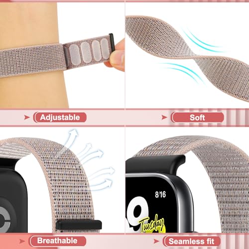 Adjustable Nylon Replacement Bands for Redmi Watch 5/4 & Xiaomi Band 10 Pro - Pink Sand & Sea Shell