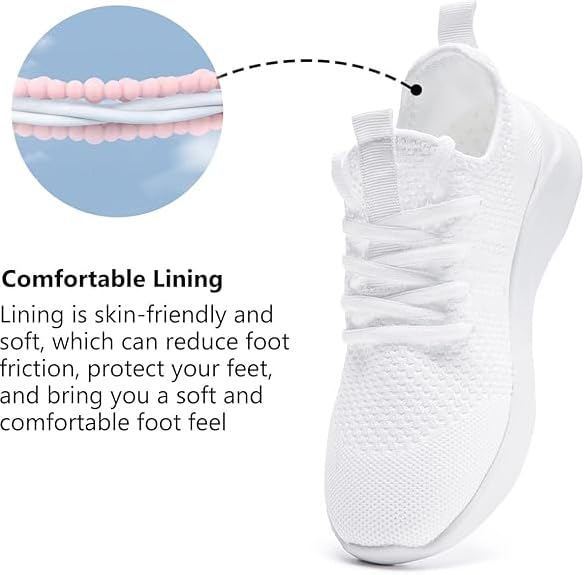 Women White Lightweight Tennis Shoes - Summer Fashion Sneakers Size 8.5