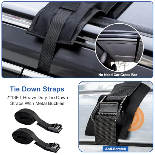 Universal Roof Rack Pads with Tie-Down Straps & Storage Bag