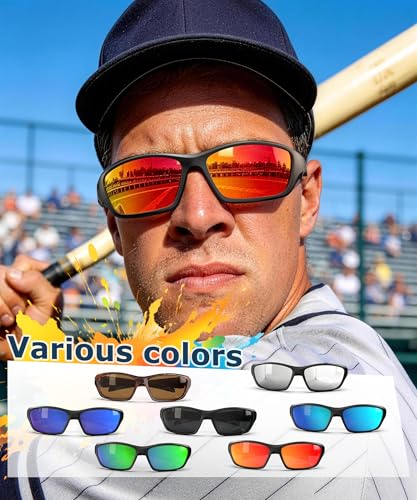 KALIYADI Polarized Sunglasses A02-black+ice Blue+red multicolor UV400 cycling fishing running