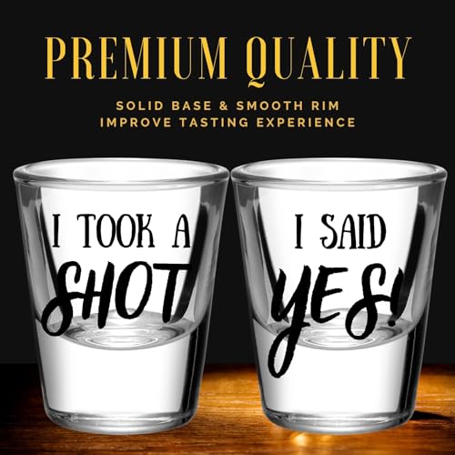 Personalized Engagement Shot Glass Set for Couples I Took a Shot I Said Yes - 1.5 oz