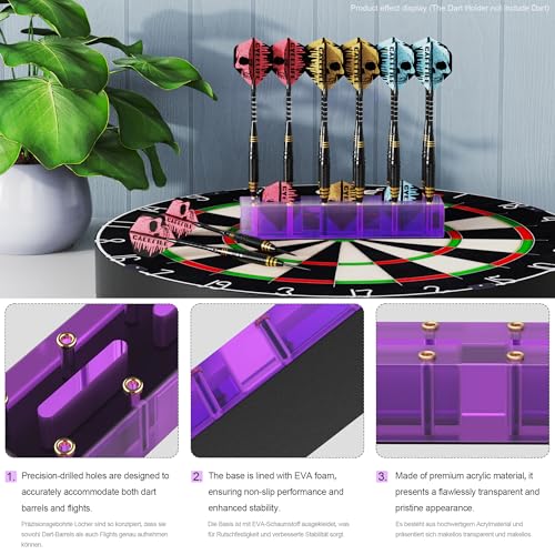 Dart Display Stand for 12 Darts - Premium Acrylic - Purple