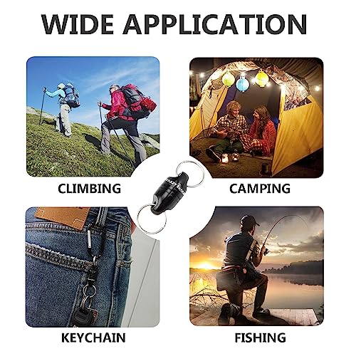 Magnetic Keychain Net Release - Aluminum Fishing Net Magnet Retractor - Black 1pc