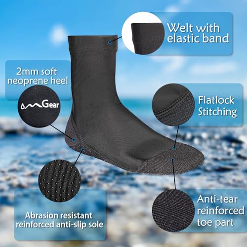 OMGear Water Socks for Sand & Water Sports, High Cut Black X-Small