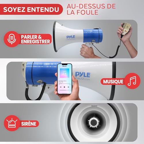 Portable Megaphone PA Bullhorn Speaker with Siren - Blue/White