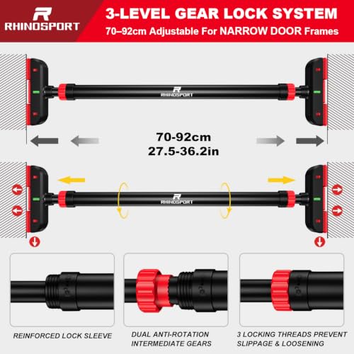 Pull Up Bar for Doorway - Non-Slip Chin Up Bar - Red