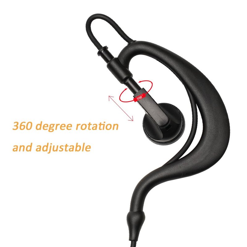 TDYU G Shape Earpiece with Mic PTT Compatible with Kenwood NX-200 NX-210 NX-300 NX-3200 NX-3300 NX-410 NX-411 NX-5200 NX-5300 NX-5400 TK-2180 TK-3180 Walkie Talkie Two Way Radio