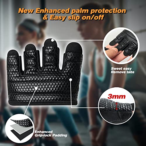 Minimal Micro Fingerless Workout Gloves - Black, Medium