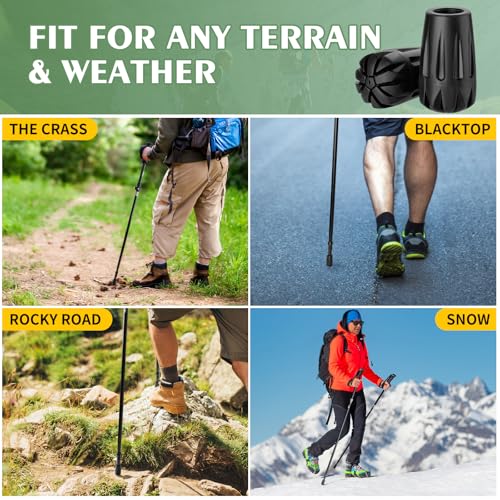 Universal Replacement Rubber Tips for Trekking Poles - Set of 6