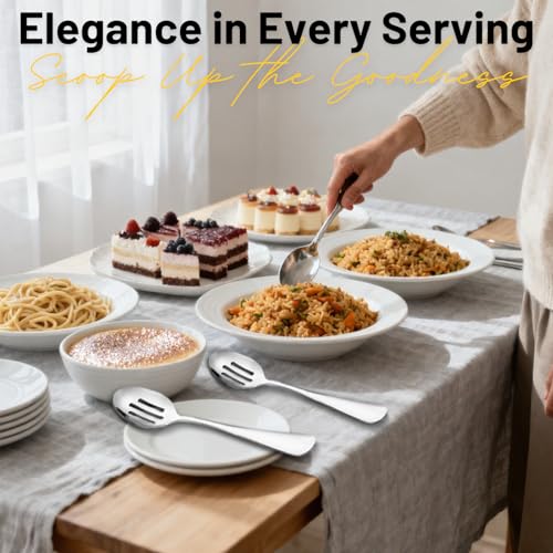 4-Piece Serving Spoon Set - 8.5-Inch Solid & Slotted Spoons