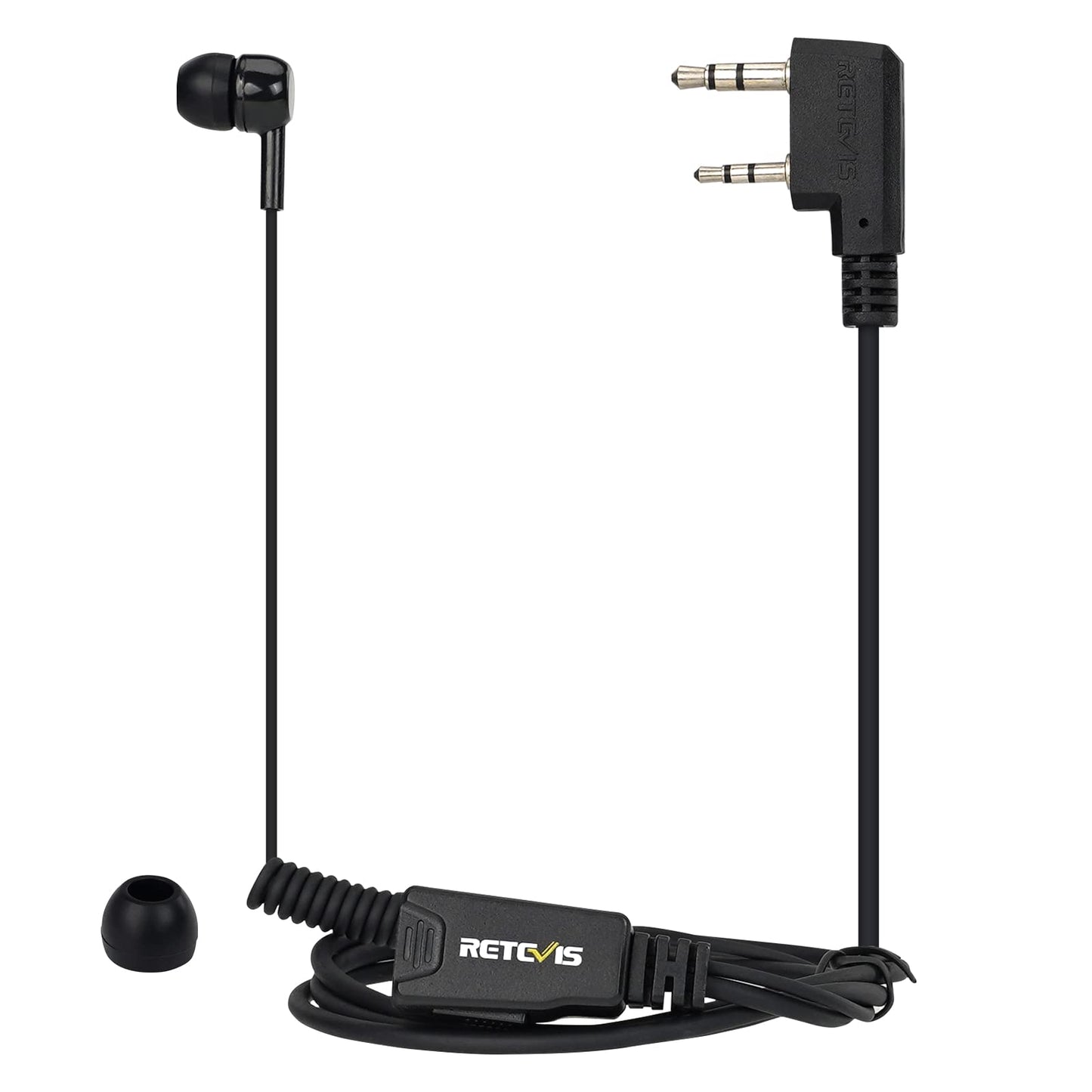 Retevis Walkie Talkie Earpiece with Mic, in-Ear, Coil Tube, with PTT, 2 Pin, for RT22 RT68 RT21 H-777 RT27 RT86, Compatible with SAMCOM, Kenwood 2 Way Radio, Security Two Way Radio Headset(1 Pack)
