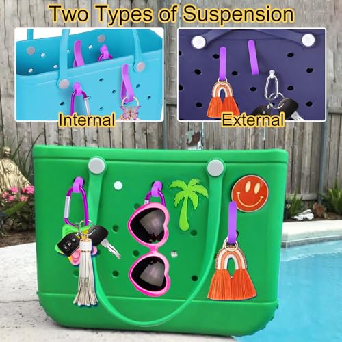 Key Holder for Bogg Bag - 2pcs Purple Insert Charm Keychain