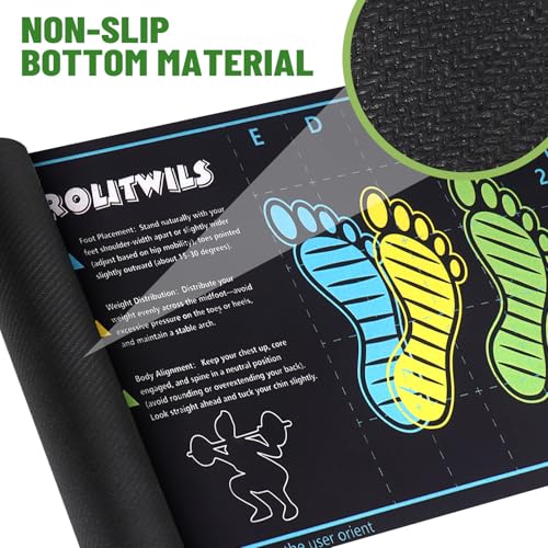 Anti-Slip Squat Mat with Foot Position Guides - Black 31.5'' x 13.8''