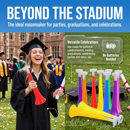 8-Pack 11-Inch Vuvuzela Stadium Horns - Lightweight Noise Makers