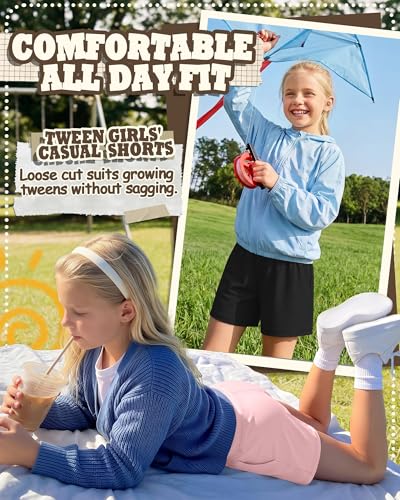 Girls Athletic Shorts - 3 Pack, Light Pink, Gray, Black, 15-16 Years