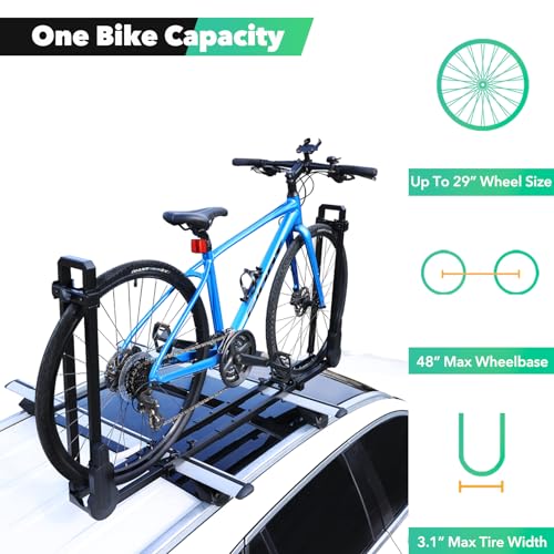 Upright Dual-Arm Roof Bike Rack - Rooftop Carrier for 1 Bike
