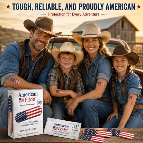 American Pride Adhesive Bandages - Vintage American Flag, 24 Ct