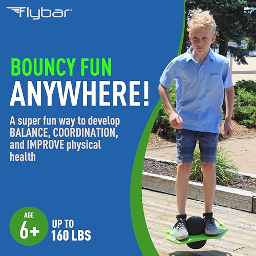 Pogo Ball for Kids - Balance Trick Board with Anti-Slip Deck - Green Mean