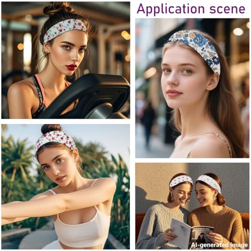 Floral Headbands for Women - 7 Pack Non-Slip Cotton Hair Bands