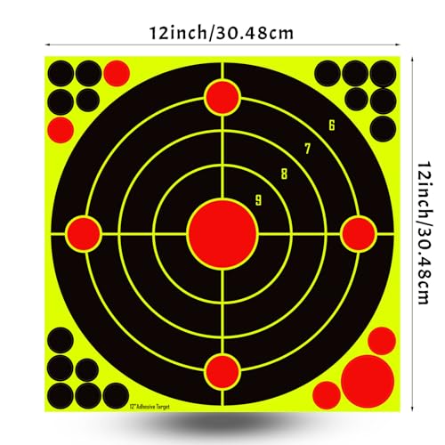 12x12 Inch Splatter Adhesive Targets, Reactive Shooting Stickers