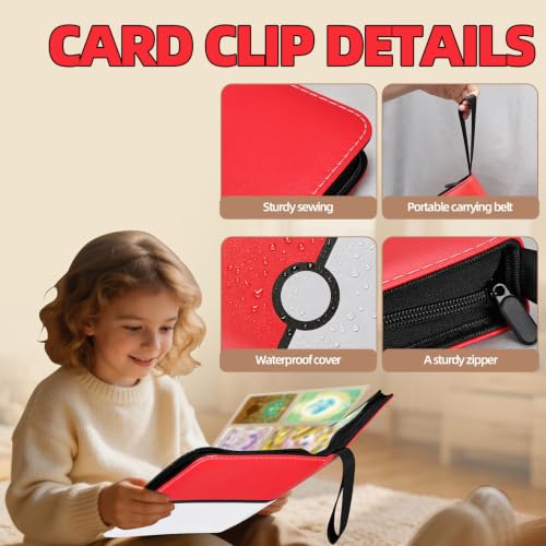 Liuzouwin Purple Trading Card Album with Zipper & 50 Removable Sleeves, Holds 400 Cards