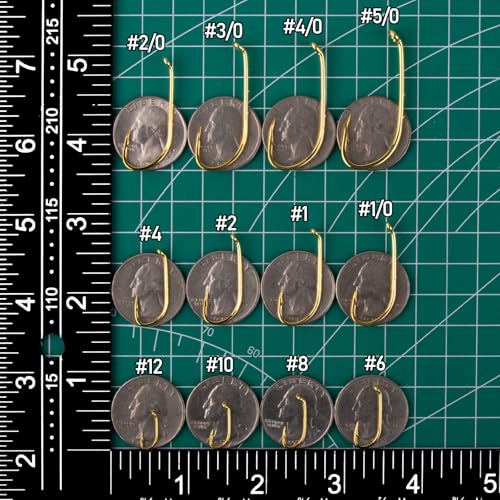 Dr.Fish 100 Pack Baitholder Fishing Hooks Size 4 Offset Gold for Freshwater & Saltwater