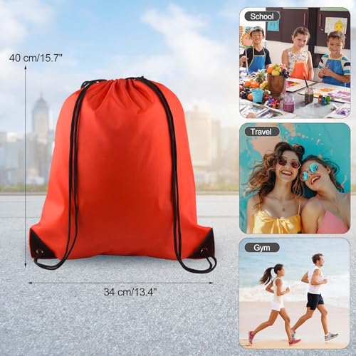 Red Drawstring Bags - 6 Pcs Cinch Sack for Sports & Travel