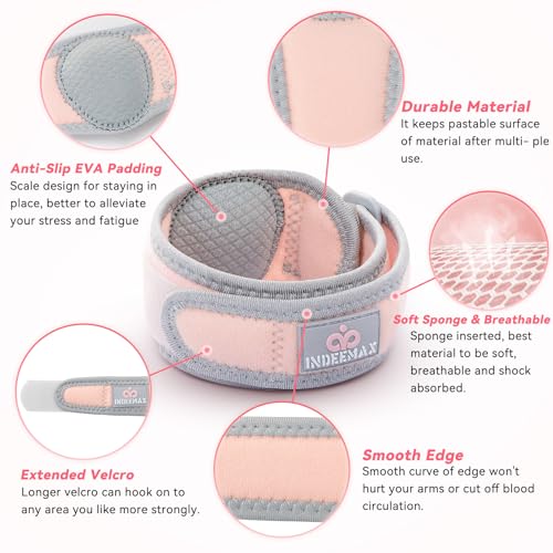INDEEMAX Pink One Size 2-Pack Tennis Elbow Brace for Tendonitis & Golfers Elbow Support