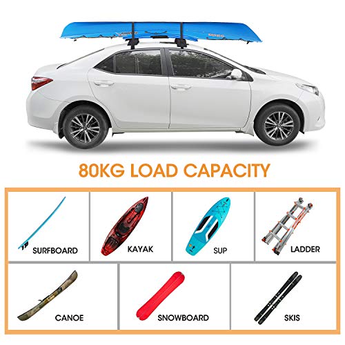 Universal Soft Roof Rack Pads with 15FT Tie-Down Straps for Kayaks & Surfboards