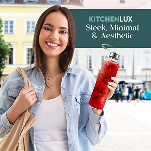 24oz Glass Water Bottles Set of 4 with Nylon Protective Sleeves - Leakproof & Eco-Friendly