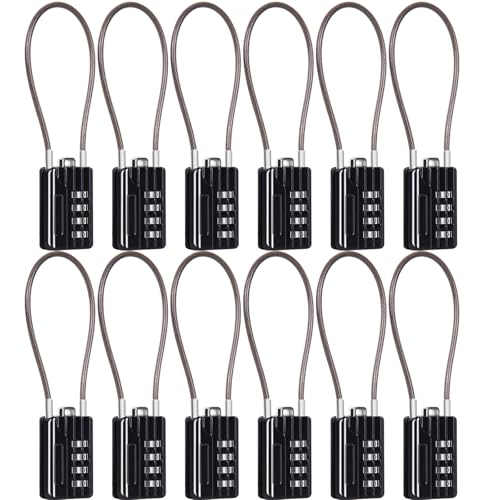 SEPOX¢ç Versatile 12-Piece Resettable 4-Digit Combination Travel Lock Luggage Set ? Own Password Set-Up, Extra Long Anti-Cut Vinyl Steel Cable, Ideal for Suitcase, Backpacks, Gym Lockers - Black