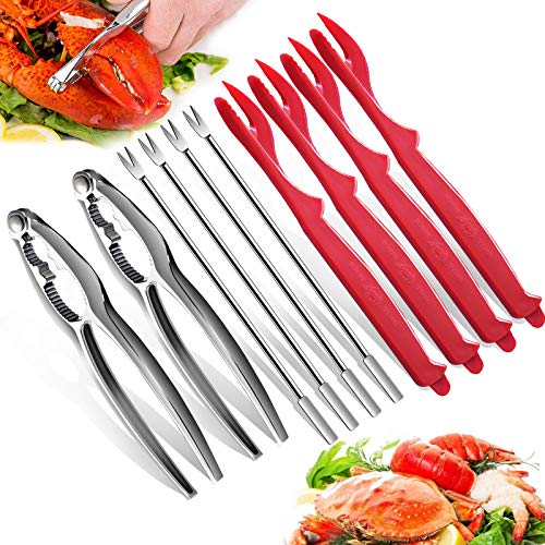 10PCS Seafood Tool Set - Crab & Lobster Crackers, Forks & Knives