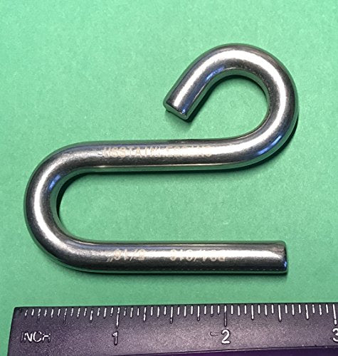 Marine Grade Stainless Steel S Hook - 5/16" Heavy Duty Open End Hook