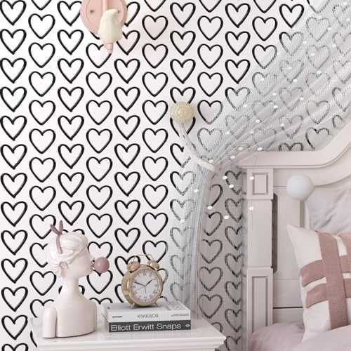 Peel and Stick Wallpaper Modern Contact Paper 17.3''¡¿78.8'' Self Adhesive Wallpaper Black and White Removable Wall Paper Decorative for Bedroom Bathroom Cabinets Kids Room Wallpapers Decor Vinyl Roll