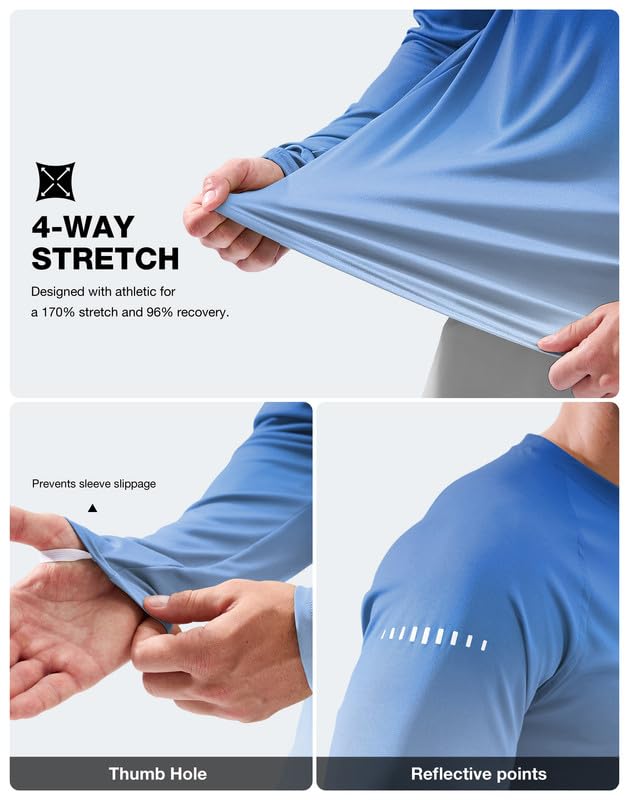 Men's UPF 50+ Long Sleeve Rash Guard - Lightweight, Quick-Dry Shirt