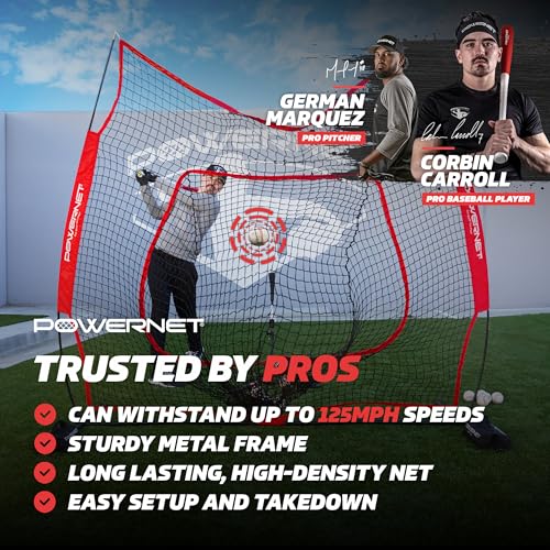 7x7 Baseball Softball Practice Net - Red with Accessories