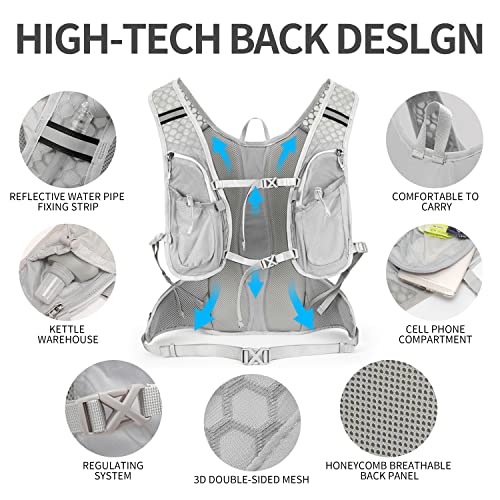 Hydration Pack Backpack with 2L Bladder - Grey White
