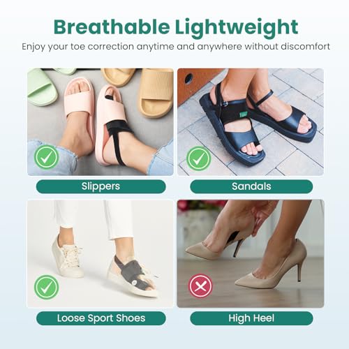 Welnove Bunion Corrector - Black Toe Separator Splint, 2 Pairs Day/Night Support