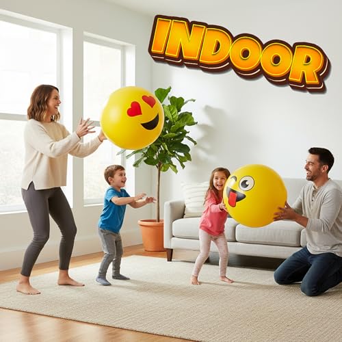KiddieLoot 18-Inch Jumbo Happy Face Playground Balls - Pack of 2 for Kids & Toddlers