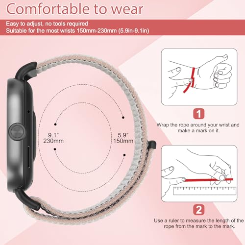 Adjustable Nylon Replacement Bands for Redmi Watch 5/4 & Xiaomi Band 10 Pro - Pink Sand & Sea Shell