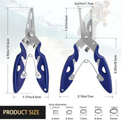 Variation 1 - 200 Pcs Stainless Steel Split Rings with Pliers Set for Fishing