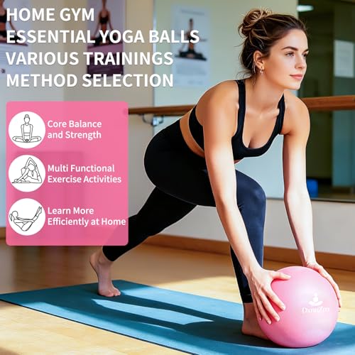 9-Inch Pink Pilates Yoga Ball with Pump for Core Training
