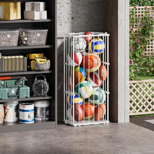 Wall-Mounted Ball Storage Rack for Basketball, Soccer & Volleyball