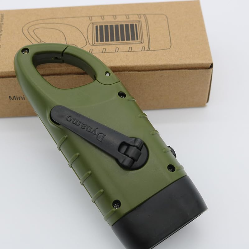 Hand Crank Solar LED Emergency Flashlight - Green