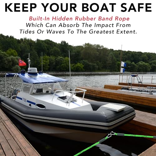 Iririi 3 Feet Bungee Dock Line Boat Ropes with Stainless Steel Clips - Yellow & Black, 2 Pack