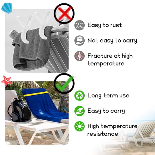 Towel Bands for Beach & Cruise Chairs - 6 Pack in 6 Colors