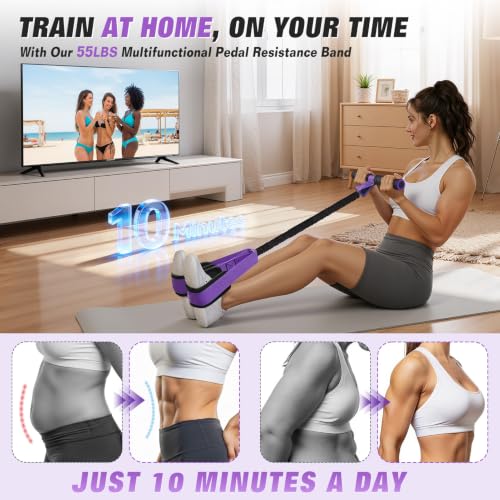 Purple Large Resistance Pedal Bands for Full Body Workout & Physical Therapy