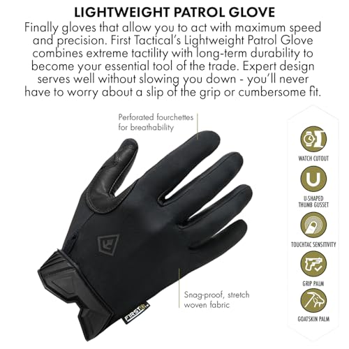 Lightweight Patrol Gloves with Goatskin Palm & Touchscreen