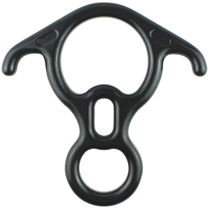 PROND Terminal 8 Descender, Rescue Figure 8 Descender with Lock Off Ears, 50KN Aluminum Alloy Bent-Ear Descender for Climbing Rescuing Or Escaping Descender, Climbing Belay & Rappel Equipment (Black)
