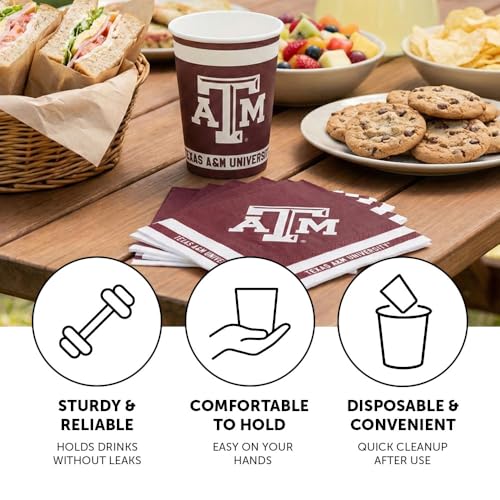 Texas A&M University Paper Cups - 20 Pack, 9 oz Disposable Party Cups